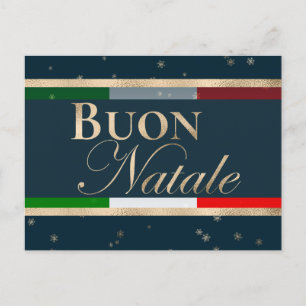 Buon Natale Italian Flag on Blue Christmas Postcard