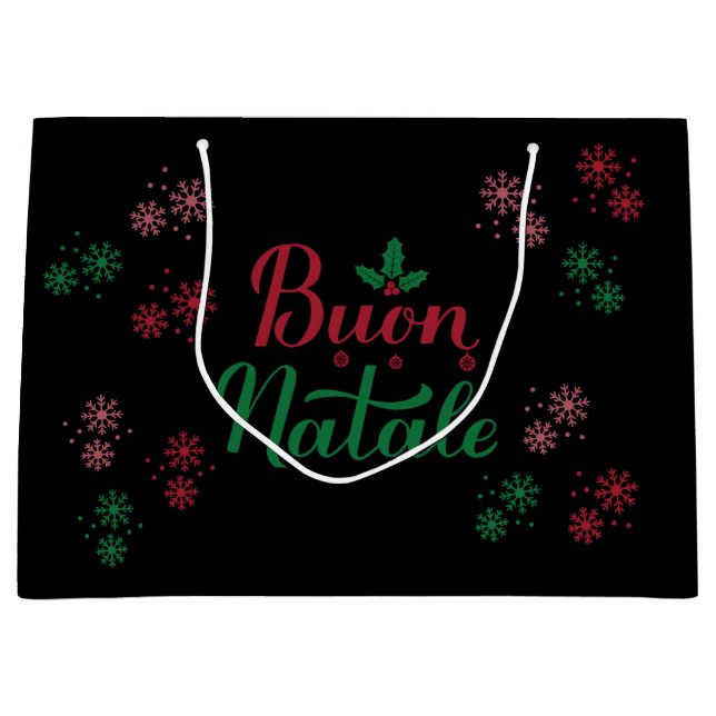 Buon Natale Italian Merry Christmas Large Gift Bag (Front)