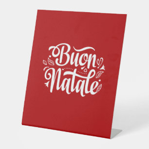 Buon Natale Italian Merry Christmas Pedestal Sign