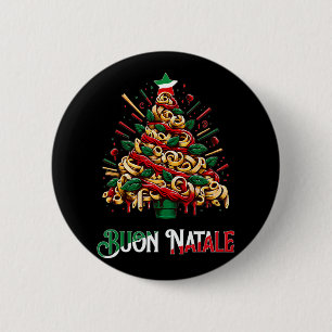 Buon natale italian pasta christmas tree xmas for  6 cm round badge