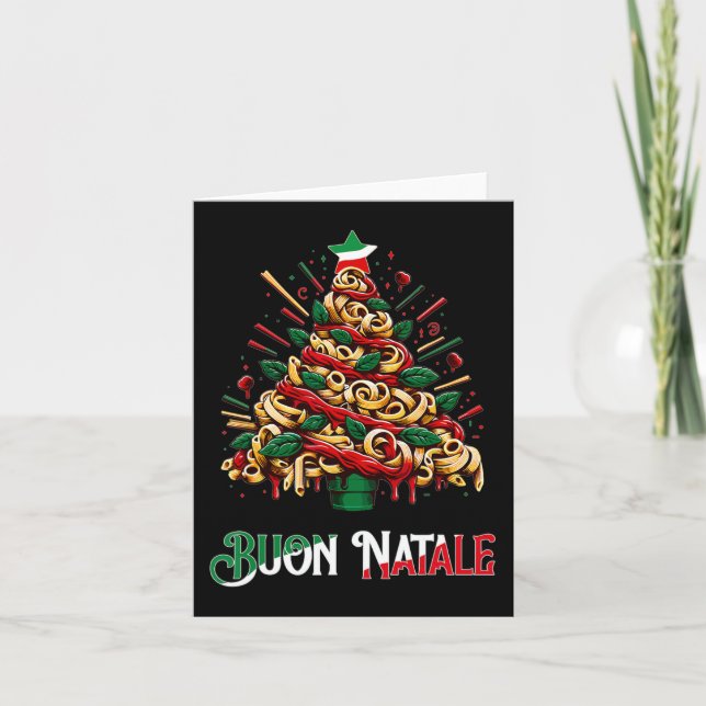 Buon natale italian pasta christmas tree xmas for  card (Front)