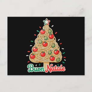 Buon Natale Italian Pasta Christmas Tree Xmas Holiday Postcard