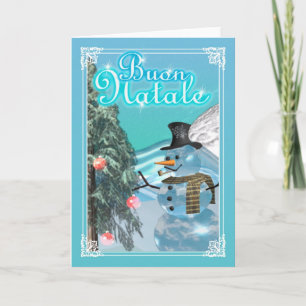 Buon Natale Italian Snowman Merry Christmas card