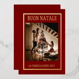Buon Natale Maroon & Gold Simple Modern Photo