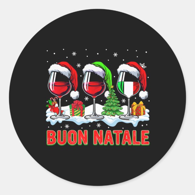 Buon natale merry christmas italian three santa wi classic round sticker (Front)