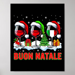 Buon natale merry christmas italian three santa wi poster