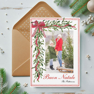 Buon Natale Mistletoe Italian Christmas Photo  Holiday Card