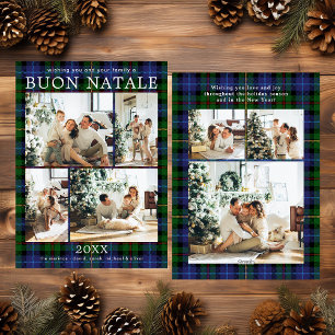 Buon Natale Multi Photo Green Plaid Holiday Card