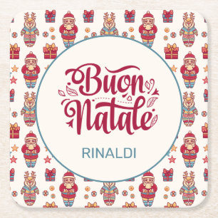 Buon Natale Personalised Square Paper Coaster