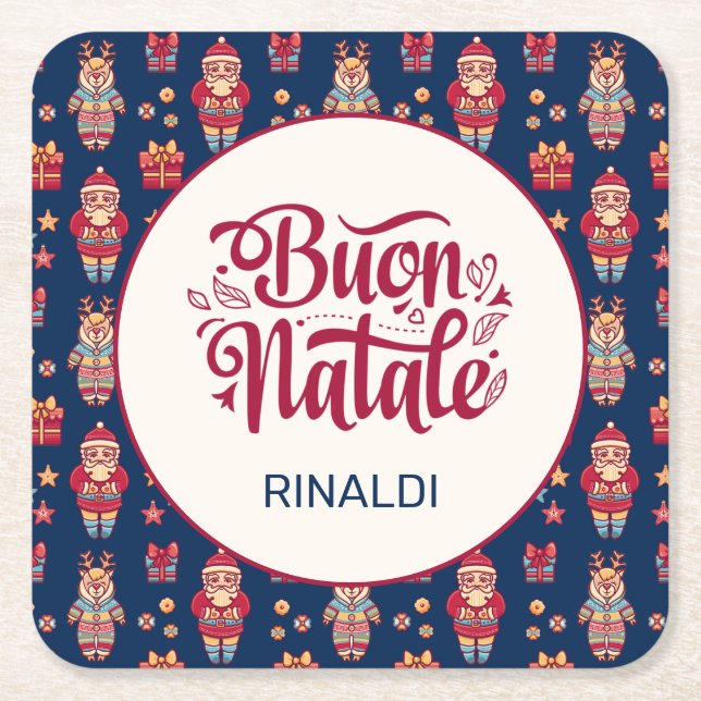 Buon Natale Personalised Square Paper Coaster (Front)