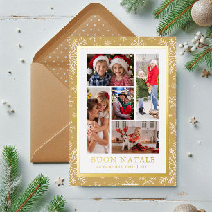 Buon Natale Photo Collage Gold Winter Snowflake