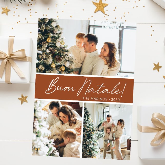 Buon Natale Photo Collage Holiday Card (Creator Uploaded)