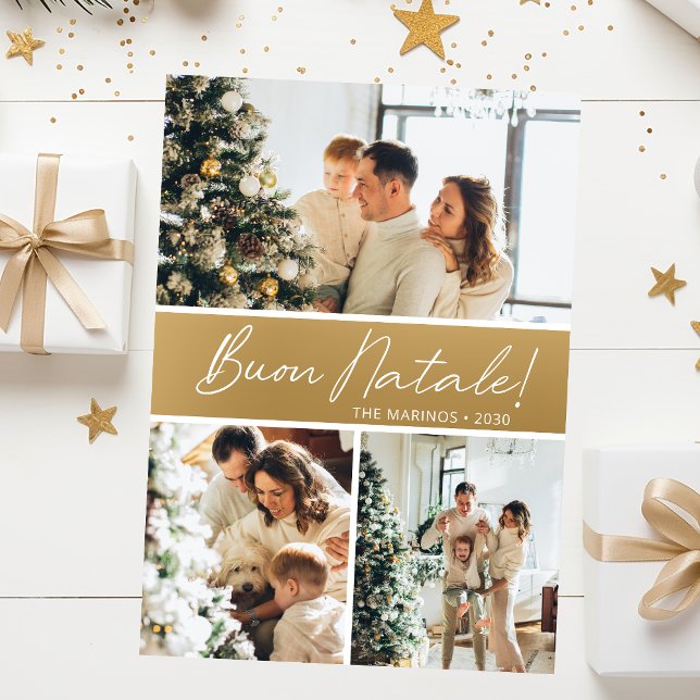 Buon Natale Photo Collage Holiday Card (Creator Uploaded)