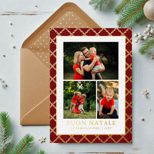 Buon Natale Photo Collage Red Check