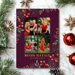 Buon Natale Photo Collage Watercolor Floral