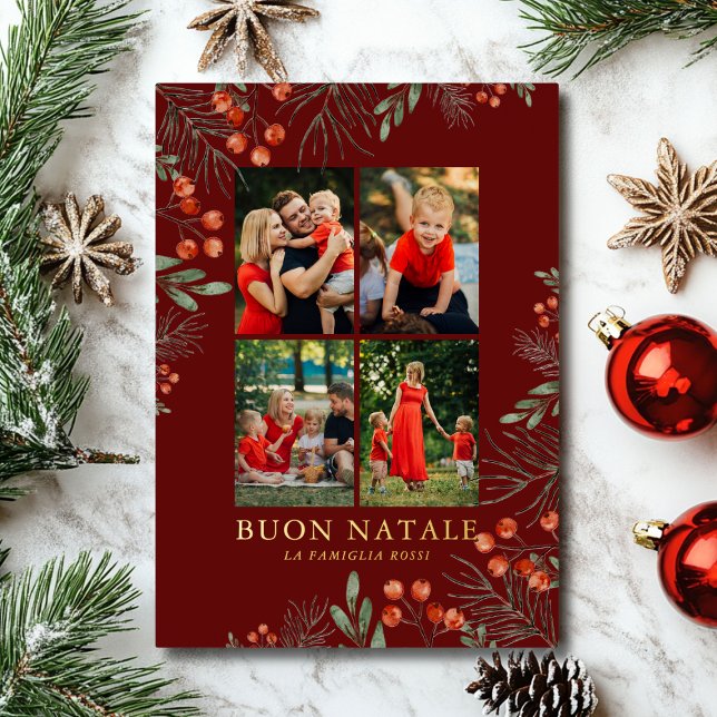 Buon Natale Photo Collage Watercolor Floral (Creator Uploaded)