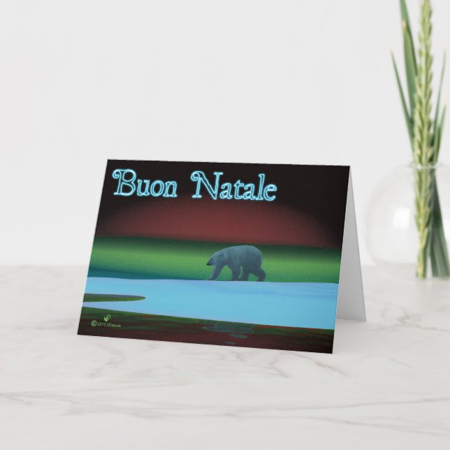 Buon Natale - Polar Lights Polar Bear Holiday Card (Front)