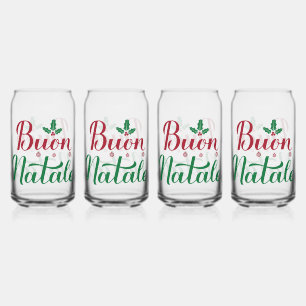 Buon Natale Red and Green Christmas Can Glass