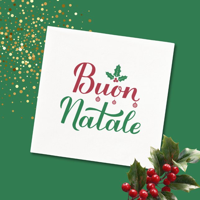 Buon Natale Red and Green Christmas  Napkin (Creator Uploaded)