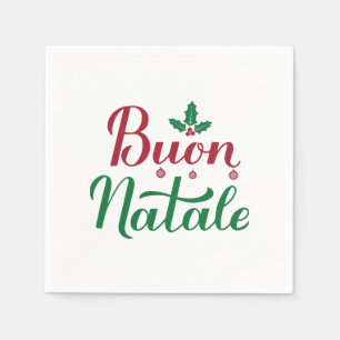 Buon Natale Red and Green Christmas Napkin