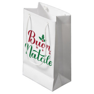 Buon Natale Red and Green Christmas Small Gift Bag