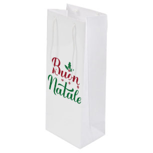 Buon Natale Red and Green Christmas Wine Gift Bag