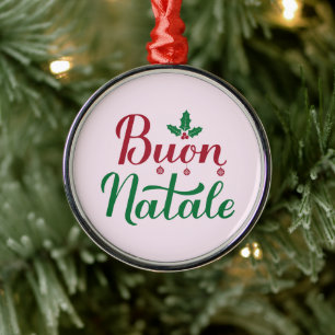 Buon Natale Red and Green Italian Christmas Metal Tree Decoration