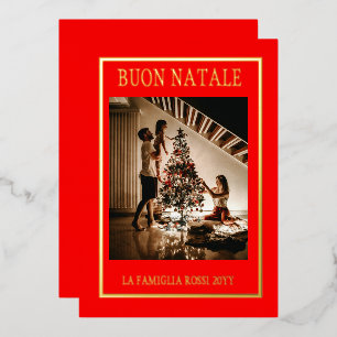 Buon Natale Red & Gold Simple Modern Photo