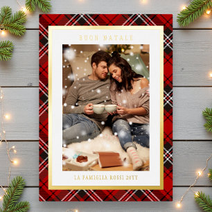 Buon Natale Red Plaid Tartan Photo