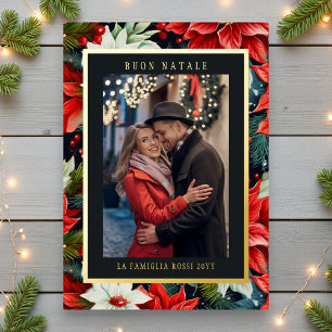 Buon Natale Red Poinsettia Floral Photo