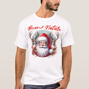 Buon Natale Santa with Reindeer  T-Shirt