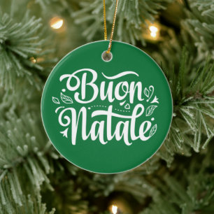 Buon Natale Simple Green Ceramic Tree Decoration