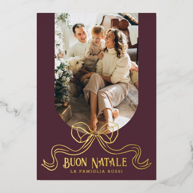 Buon Natale Simple Modern Coquette Bow Photo (Front)