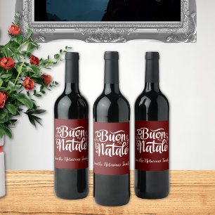 Buon Natale Simple Red Italian Christmas Wine Label