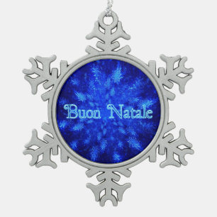Buon Natale - Snowburst Snowflake Pewter Christmas Ornament