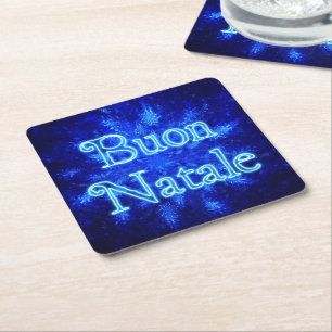 Buon Natale - Snowburst Square Paper Coaster