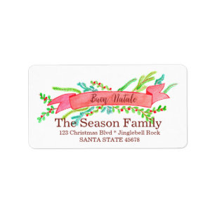 Buon Natale, watercolor Christmas banner Label