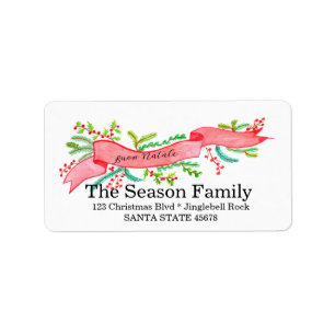 Buon Natale, watercolor Christmas banner Label