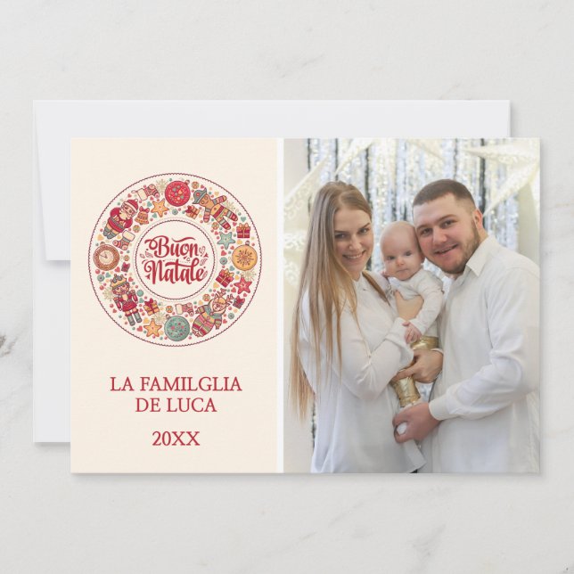 Buon Natale Wreath Holiday Card (Front)