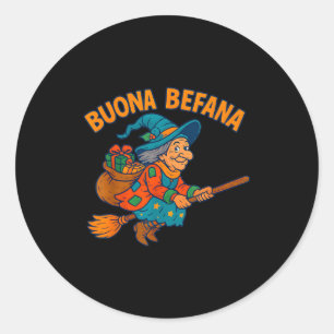 Buona Befana Witch Kids Boys Girls Italian Christm Classic Round Sticker