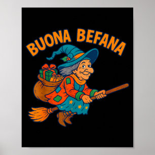 Buona Befana Witch Kids Boys Girls Italian Christm Poster
