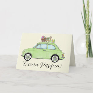 Buona Pasqua Italian Easter Retro Fiat 500 Holiday Card