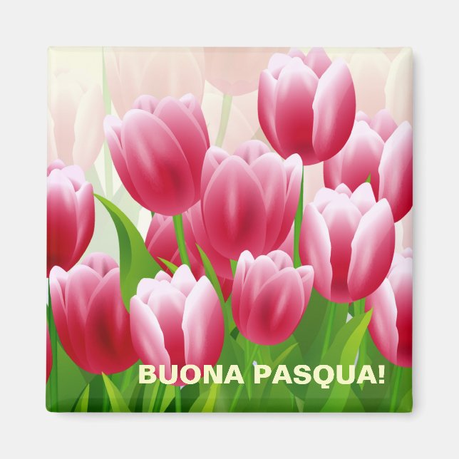 Buona Pasqua. Spring Tulips Easter Gift Magnets (Front)
