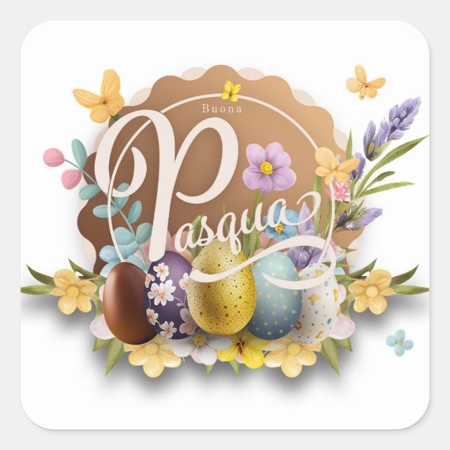 Buona Pasqua Square Sticker (Front)