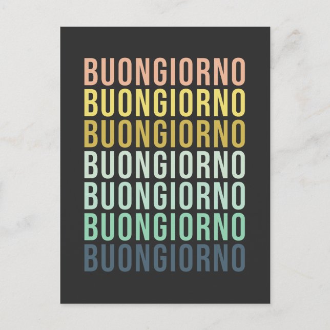 Buongiorno Italian Hello Typography Cute Colourful Postcard (Front)