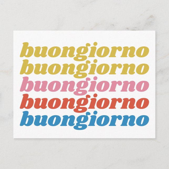 Buongiorno Italian Hello Typography Cute Retro  Postcard (Front)