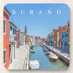 Burano canal side houses view coasters
