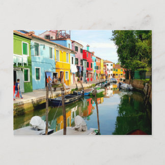 Burano island near Venice, Rainbow Houses in Italy Postcard