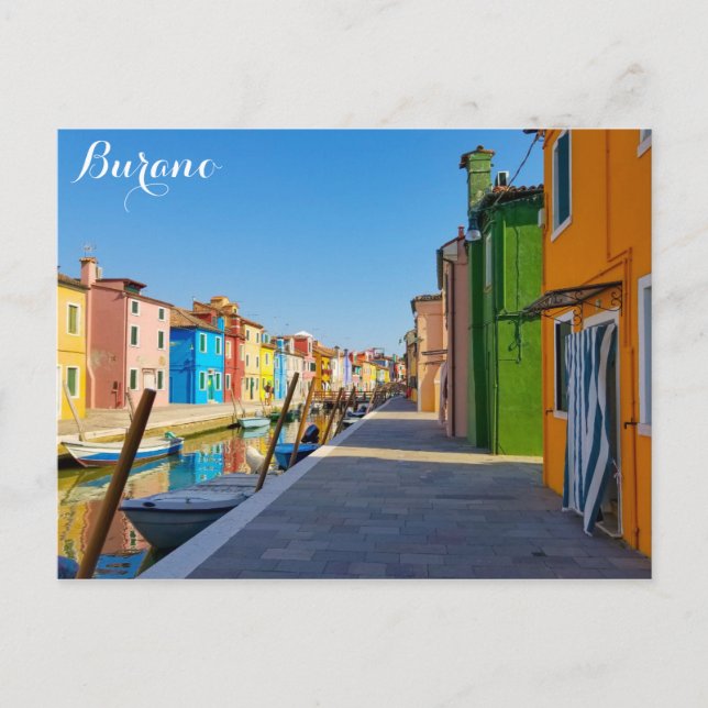 Burano Italy Colourful Houses on Canal Postcard (Front)