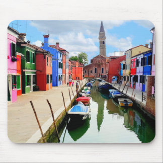 Burano, Italy Italian Colourful Houses & Boat Cana Mouse Pad